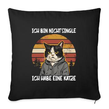 I'm not single I have a cat - Sofa pillowcase 17,3'' x 17,3'' (45 x 45 cm) - black - Front