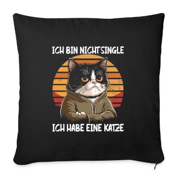 I'm not single I have a cat - Sofa pillowcase 17,3'' x 17,3'' (45 x 45 cm) - black - Front