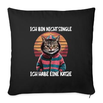 I'm not single I have a cat - Sofa pillowcase 17,3'' x 17,3'' (45 x 45 cm) - black - Front