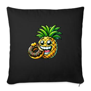 Funny Pineapple Donut Cartoon Fruity Sweet Desig - Sofa pillowcase 17,3'' x 17,3'' (45 x 45 cm) - black - Front