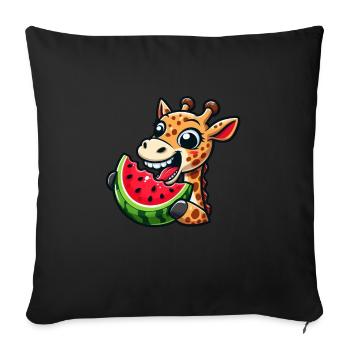 Girafe Cool Melon d’été Pastèque Bande dessinée - Housse de coussin décorative 45 x 45 cm - noir - Devant