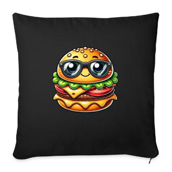 Cool Cheeseburger Fast Food Lunettes de soleil d’été - Housse de coussin décorative 45 x 45 cm - noir - Devant