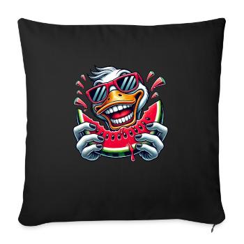 Coole Ente Sommer Wassermelone Comic - Sofakissenbezug 45 x 45 cm - Schwarz - Vorne