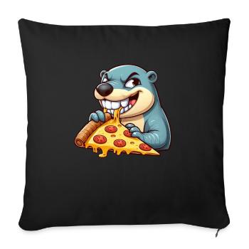 mignonne hyène se balançant terrain de jeu dessin animé - Housse de coussin décorative 45 x 45 cm - noir - Devant