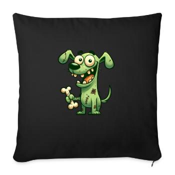 Halloween chien drôle zombie dessin animé - Housse de coussin décorative 45 x 45 cm - noir - Devant