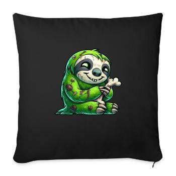 Halloween paresseux zombie dessin animé drôle - Housse de coussin décorative 45 x 45 cm - noir - Devant