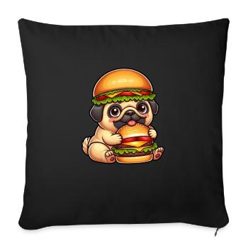 Dog Pug Hamburger Hat Whimsical Fast - Sofa pillowcase 17,3'' x 17,3'' (45 x 45 cm) - black - Front