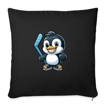 Penguin Ice Hockey Player Funny Ice Hockey Design - Sofa pillowcase 17,3'' x 17,3'' (45 x 45 cm) - black - Front