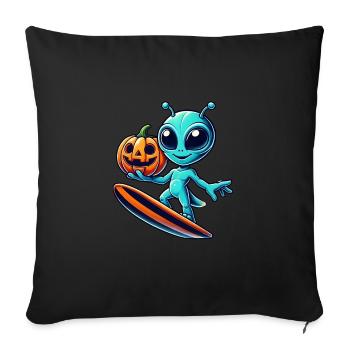 Halloween Alien Surfer Cute Alien Surf - Sofa pillowcase 17,3'' x 17,3'' (45 x 45 cm) - black - Front