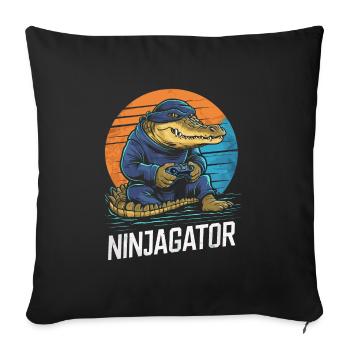 Ninja Alligator Gamer Fun Gaming Reptile Graphic - Sofakissenbezug 45 x 45 cm - Schwarz - Vorne