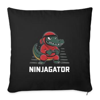 Ninja Alligator Gamer Fun Gaming Reptile Graphic - Sofakissenbezug 45 x 45 cm - Schwarz - Vorne