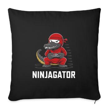 Ninja Alligator Gamer Fun Gaming Reptile Graphic - Sofakissenbezug 45 x 45 cm - Schwarz - Vorne