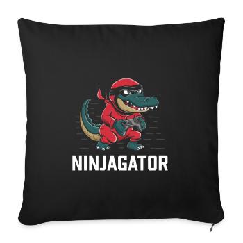 Ninja Alligator Gamer Fun Gaming Reptile Graphic - Sofakissenbezug 45 x 45 cm - Schwarz - Vorne