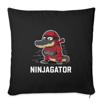Ninja Alligator Gamer Fun Gaming Reptile Graphic - Sofakissenbezug 45 x 45 cm - Schwarz - Vorne
