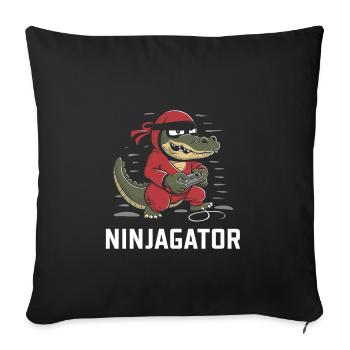 Ninja Alligator Gamer Fun Gaming Reptile Graphic - Sofakissenbezug 45 x 45 cm - Schwarz - Vorne