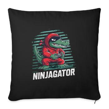 Ninja Alligator Gamer Fun Gaming Reptile Graphic - Sofakissenbezug 45 x 45 cm - Schwarz - Vorne