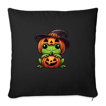 Cute Halloween Frog Witch Hat Pumpkin Cartoon - Sofa pillowcase 17,3'' x 17,3'' (45 x 45 cm) - black - Front