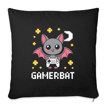 Mignon Gaming Bat Gamebat pour les amateurs de chauves-souris - Housse de coussin décorative 45 x 45 cm - noir - Devant
