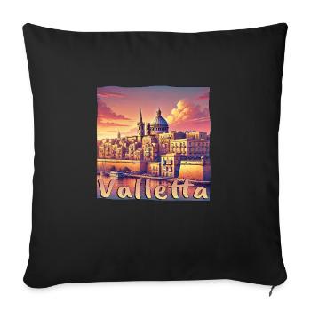 La Valette, Malte, coucher de soleil, ville de vacances - Housse de coussin décorative 45 x 45 cm - noir - Devant