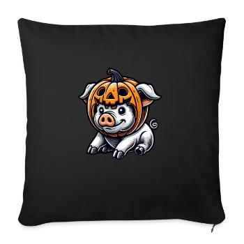 Mignon Halloween Cochon Citrouille Dessin Animé - Housse de coussin décorative 45 x 45 cm - noir - Devant