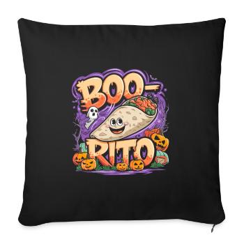 Boo-Rito Halloween Burrito Cute Ghost Pumpkin - Sofakissenbezug 45 x 45 cm - Schwarz - Vorne