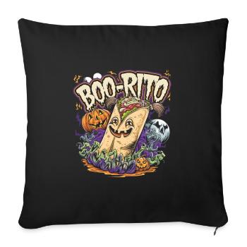 Boo-Rito Halloween Burrito Cute Ghost Pumpkin - Sofakissenbezug 45 x 45 cm - Schwarz - Vorne
