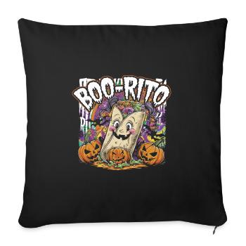 Boo-Rito Halloween Burrito Cute Ghost Pumpkin - Sofakissenbezug 45 x 45 cm - Schwarz - Vorne