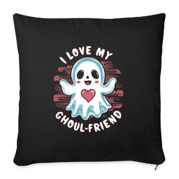 I Love My Ghoul-Friend Cute Ghost Halloween - Sofa pillowcase 17,3'' x 17,3'' (45 x 45 cm) - black - Front