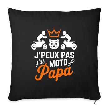 Biker with Dad - I Can't I Have Motorcycle - Sofa pillowcase 17,3'' x 17,3'' (45 x 45 cm) - black - Front