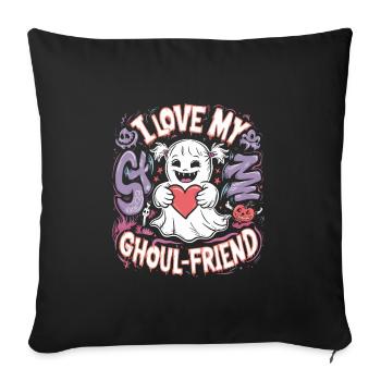 I Love My Ghoul-Friend Cute Ghost Halloween - Sofa pillowcase 17,3'' x 17,3'' (45 x 45 cm) - black - Front
