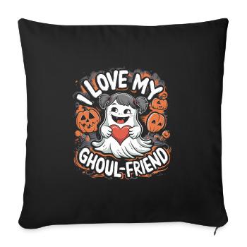 I Love My Ghoul-Friend Cute Ghost Halloween - Sofa pillowcase 17,3'' x 17,3'' (45 x 45 cm) - black - Front