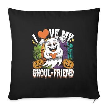 I Love My Ghoul-Friend Cute Ghost Halloween - Sofa pillowcase 17,3'' x 17,3'' (45 x 45 cm) - black - Front