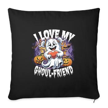 I Love My Ghoul-Friend Cute Ghost Halloween - Sofa pillowcase 17,3'' x 17,3'' (45 x 45 cm) - black - Front