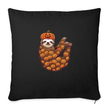 Halloween paresseux citrouille costume pyjama drôle - Housse de coussin décorative 45 x 45 cm - noir - Devant