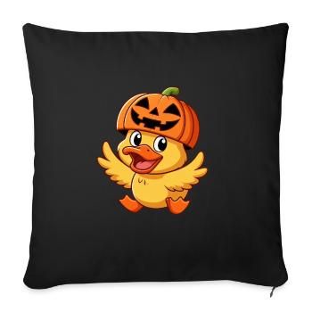 Halloween canard émeu citrouille drôle dessin animé chapeau de citrouille - Housse de coussin décorative 45 x 45 cm - noir - Devant