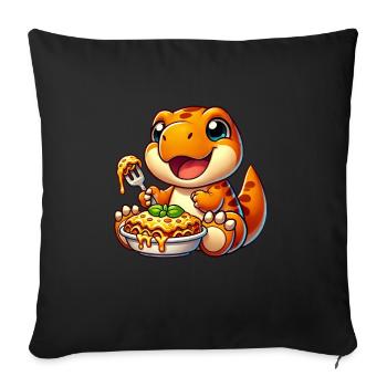 Dino Dinosaur T-Rex Lasagna Italian Food - Sofa pillowcase 17,3'' x 17,3'' (45 x 45 cm) - black - Front