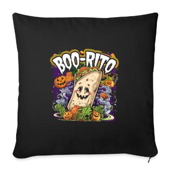 Boo-Rito Halloween Burrito Cute Ghost Pumpkin - Sofakissenbezug 45 x 45 cm - Schwarz - Vorne