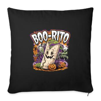Boo-Rito Burrito d’Halloween Citrouille fantôme mignonne - Housse de coussin décorative 45 x 45 cm - noir - Devant