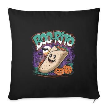 Boo-Rito Burrito d’Halloween Citrouille fantôme mignonne - Housse de coussin décorative 45 x 45 cm - noir - Devant