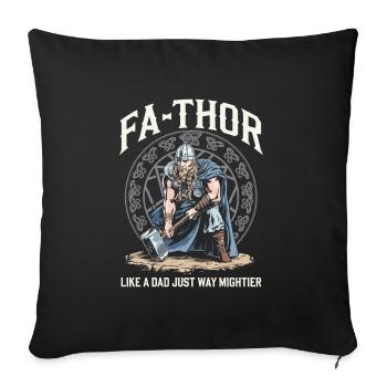 FA-THOR Comme un papa juste bien plus puissant Viking - Housse de coussin décorative 45 x 45 cm - noir - Devant