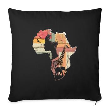 Africa is calling African Map Continent - Sofa pillowcase 17,3'' x 17,3'' (45 x 45 cm) - black - Front