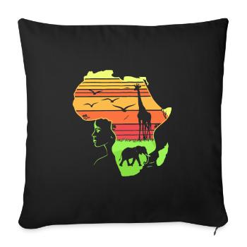 Africa is calling African Map Continent - Sofa pillowcase 17,3'' x 17,3'' (45 x 45 cm) - black - Front