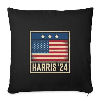 Harris 2024 Vintage Election Patriotic Campaign - Sofa pillowcase 17,3'' x 17,3'' (45 x 45 cm) - black - Front