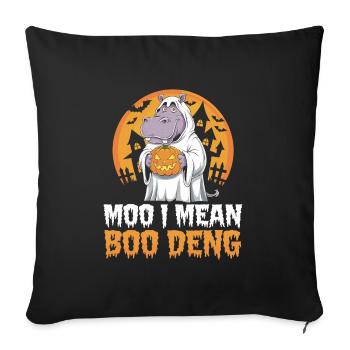 Funny Hippo Halloween Ghost Costume Boo Deng Pun - Sofa pillowcase 17,3'' x 17,3'' (45 x 45 cm) - black - Front