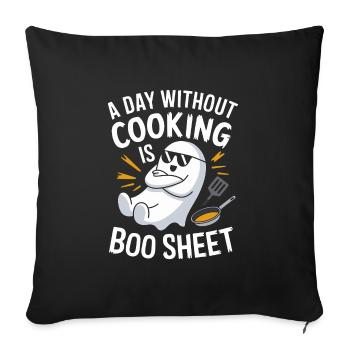 Un jour sans cuisine, c’est Boo Sheet Ghost Halloween - Housse de coussin décorative 45 x 45 cm - noir - Devant