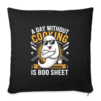Un jour sans cuisine, c’est Boo Sheet Ghost Halloween - Housse de coussin décorative 45 x 45 cm - noir - Devant