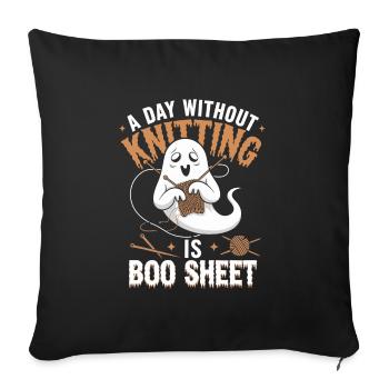 Un jour sans tricoter est Boo Sheet Ghost - Housse de coussin décorative 45 x 45 cm - noir - Devant