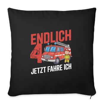 Finally 4 Now I Drive a Fire Engine - Sofa pillowcase 17,3'' x 17,3'' (45 x 45 cm) - black - Front