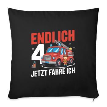 Enfin 4 Maintenant, je conduis les pompiers - Housse de coussin décorative 45 x 45 cm - noir - Devant