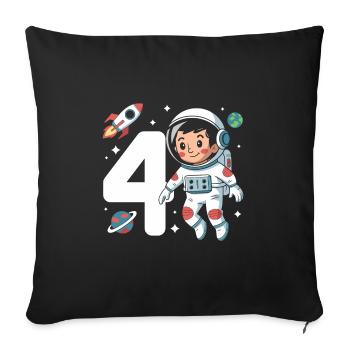 4e anniversaire astronaute aventure spatiale pour les garçons - Housse de coussin décorative 45 x 45 cm - noir - Devant